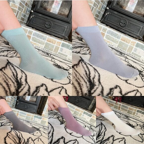 Women Assorted5 Crew Thin Ankle Height Lightweight Anti Odor Soft  Ankle Socks - Picture 4 of 6